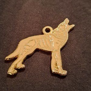 Vintage Enamel Wolf Pendant